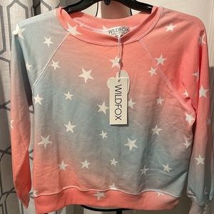 Wildfox pink and blue stars sweatshirt XS
